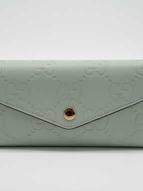 Gucci GG Embossed Leather Wallet Long Green